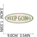 Embroidered patch iron on pink oval green text keep going DIY decorative clothing repair - Oval Inspirational Style(X24HP-1-01)