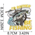 Vintage Angeln bestickter Aufnäher für Kleidung Jacken Rucksäcke, 8.3x8.7cm Emblem Applikation. - Springender Fisch Ruder Stil (W34DY-21-06)