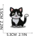 Süßer schwarz-weißer Katze bestickter Aufnäher zum Aufbügeln DIY Kleidung Deko Applikation - Rosa Nase Schwarz Weiße Katze (X31XM-09-22)