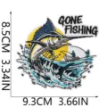 Vintage Angelbestickter Aufnäher mit Marlin und Boot, perfekt für Jeansjacken und Rucksäcke. - Segelfisch Wellen Stil (W34DY-245-07)