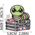 Cute bookworm embroidered iron-on patch for clothing decoration, durable and stylish apparel accessory. - Bookworm Style (W27XC-145-05)