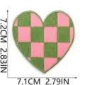 Patch brode coeur a carreaux rose et vert thermocollant decoration vetement DIY - Style Cœur Carreaux(X24HP-14-05)