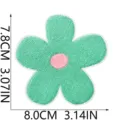 Vue détaillée du patch brodé en forme de fleur, dimensions précises 7.8x8.0cm pour réparation. - Style Fleur Verte(X24HP-11-06)
