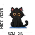 Schwarzer Katzen-Stickaufnäher im Detail, zeigt sehr feine Nähte und exakte Maße. - 3D Schwarze Katze (X31XM-09-28)
