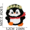 Cute cartoon penguin embroidered patch with flower crown and red scarf for clothing decor. - Wreath Penguin (S27QE-045-12)