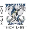 Bestickter Angel Aufnäher Marlin Fisch Abzeichen Applikation für Jacken und Rucksäcke. - Herz Wellen Stil (W34DY-21-12)