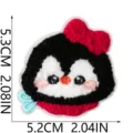 Close-up detail of cute penguin iron-on patch with red bow, soft plush embroidery texture. - Bowknot Penguin (S27QE-088-13)