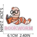 Cute bookworm embroidered iron-on patch DIY clothing repair accessory decorative badge appliques - Bookworm Style (W27XC-092-12)
