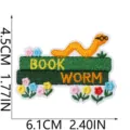 Niedlicher Bücherwurm bestickter Aufnäher Bügelbild DIY Kleidung Reparatur Zubehör. - Bücherwurm Stil (W27XC-095-15)