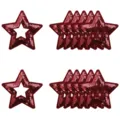 Paillettes Rouges Étoile Patch Thermocollant Tissu Brillant Applique DIY Vêtement - Brun Rouge Creux Set de 12 / Brun Rouge