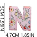 Toppa Ricamata Lettera N Fiore Rosa Fiocco DIY Abbigliamento Decorazione Stemma 5cm - C13SH-07-N