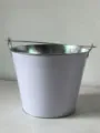 Weißer Metall-Eiskübel mit Metallgriff für Bar Bier Champagner Kühlung Küchenutensil - 230x170x190mm / Weiß