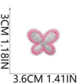Bellissima toppa ricamata farfalla rosa argento accessorio vestiti misura 3x3.6cm. - W19HD-04-18
