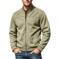 Chaqueta bomber de ante sintético verde oliva para hombre con cremallera y cuello rib. - S / Tops / Verde Militar
