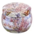 Scented candle tin jar with vintage artistic oil painting design, portable metal container. - D235 Empty Can
