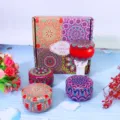 Scented candle tin with mandala pattern, soy wax handmade candle gift box for wedding party. - No. 16 Color Box + 4 Empty Tins