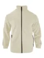 Close-up detail view of the soft fleece fabric, stand collar, and smooth front zipper closure. - S / Tops / White
