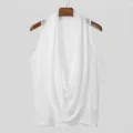 Canotta trasparente uomo rete scollo a V profondo smanicato leggero top bianco per feste - Taglia S / Top / Bianco
