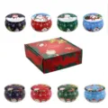 Christmas scented candle tin set with holiday gift box, festive home decor and party gifts. - No. 43 Color Box + 4 Empty Tins