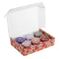 Decorative scented candle tin gift set with 6 colorful floral patterns in a box. - No. 32 Color Box + 6 Empty Tins