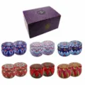 12pcs Set 2.2OZ Drum Tinplate Metal Candle Jars Assorted Bohemian Patterns Storage Box - No. 12 Color Box & 12 Empty Jars
