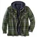 Herren Verdickt Plaid Kapuze Jacke Winter Casual Fleece Gefüttert Langarm Mantel Outwear - Dunkelgrün
