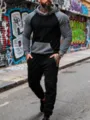 Completo da uomo con felpa con cappuccio colorblock e pantaloni della tuta casual. - Taglia S / Top e Pantaloni / Grigio nero