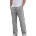 Dettaglio texture maglia waffle pantaloni dritti casual da uomo con coulisse in vita. - Taglia S / Grigio