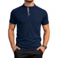 Maglietta Henley a maniche corte da uomo in blu navy con abbottonatura e tasca sul petto casual - Taglia S / Blu Marino