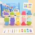 Pädagogisches Holzspielzeug Formensortierer Montessori Lernspielzeug für Kinder ab 3 - Charakter Form Stacker / bunt