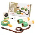 Hölzernes Kinder Outdoor Erkundung Spielset mit Fernglas Lupe und Kompass für Spaß. - Outdoor-Abenteuer 3-teiliges Set (treehole) / Set 1