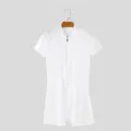 Men's white short sleeve front zipper bodysuit slim fit stretchy clubwear one-piece - S / Tops / White