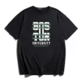 Men's black short sleeve t-shirt casual oversized graphic tee with university print style. - 2XL / Tops / Black