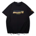 Plus size men casual black short sleeve t-shirt with trendy brooklyn gold print design summer. - 11XL / Tops / Black