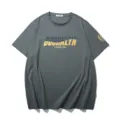Trend plus-size men's short sleeve T-shirt with gold letter print, loose summer casual top. - XL / Tops / Dark Green