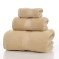 Premium 3-piece solid color cotton towel set, soft and highly absorbent home bath towels. - White Oak