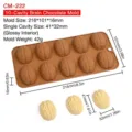 Molde de silicona de 10 cavidades con forma de cerebro para chocolate con medidas - Cerebro de 10 Cavidades (CM-222) / Café
