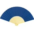 7-inch classic blank blue folding paper fan with carved wooden ribs for DIY weddings - Sapphire Blue