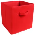 Caja de almacenamiento plegable de tela no tejida roja para organizar sus armarios - Tamaño Regular: 27*27*28CM / Rojo