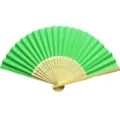 Light green folding paper fan with natural bamboo frame for DIY wedding party decor - Dark Green