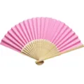 Elegant pink DIY folding paper fan with natural bamboo ribs for wedding party favors - Pink