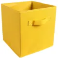 Caja de almacenamiento plegable de tela no tejida amarilla con asa para el armario - Tamaño Estándar (27x27x28cm) / Amarillo