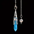 Catena in argento antico con ciondolo pendolo in cristallo turchese blu yoga - Ciondolo in Turchese Blu Con Catena Cava / 1 Pezzo
