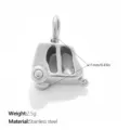 Vintage style stainless steel vehicle charm pendant with silver metallic finish - Car Shape (PJ2629S) / 11mm / Silver