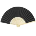 Classic black folding paper fan with natural bamboo ribs for weddings, events or DIY crafts - Black