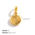 Gold plated spiral pendant accessory in stainless steel with 9.8mm diameter - Vortex Texture (PJ2630G)