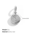 Polished stainless steel spiral design pendant charm with 9.8mm diameter and 0.6g weight - Vortex Texture (PJ2630S)