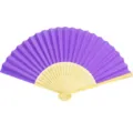 Elegant 7-inch purple DIY blank folding paper fan with natural bamboo ribs for weddings - Deep purple