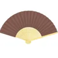 Elegant brown 7-inch blank folding fan with natural bamboo ribs for DIY wedding crafts - Coffee