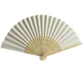Elegant 7-inch white blank folding paper fan perfect for DIY wedding guest favors - Off White